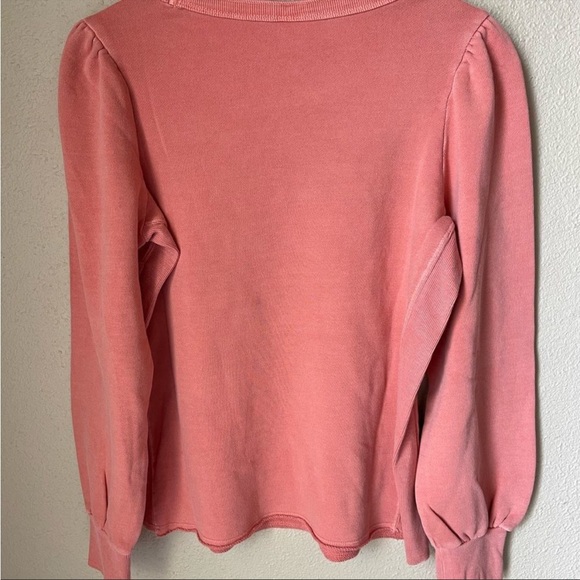 Woman’s size small coral fashion sleeved sweatshirt  puff shoulder detail. - Picture 3 of 5